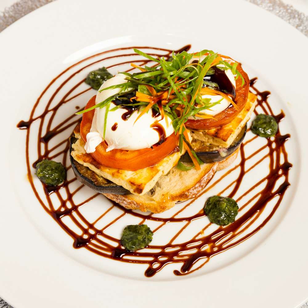 Mediterranean Eggplant Stack with Poached Egg